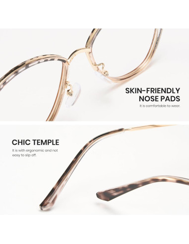 Gafas de Luz Azul Cyxus Ojo de Gato Metal Dorado Lente Clara