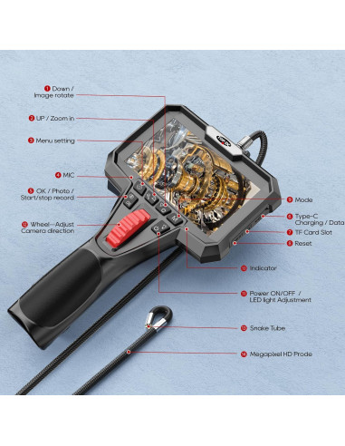 Borescopio Articulado Bidireccional TOPDC 6mm HD 1920P 2m