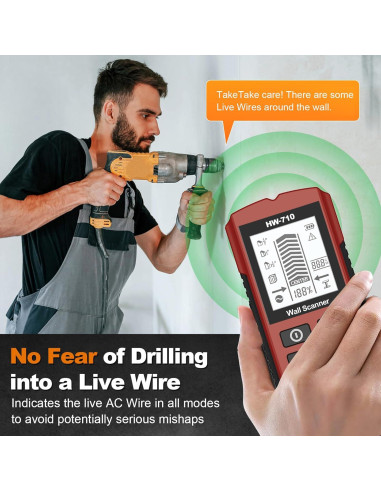 Buscador de Vigas 5-en-1 XMKJ Rojo Inferno - Detector de Pared