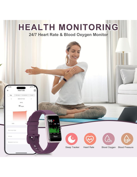 Rastreador de Fitness Bakoor con Pantalla 1.47" y 100+ Modos