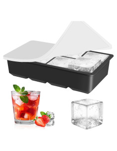 Bandeja de Hielo de Silicona Alinana con Tapa - 8 Cubos Grandes