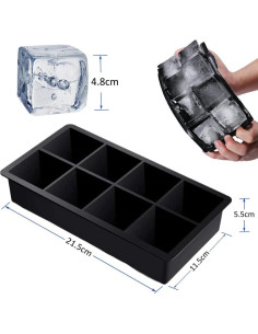 Bandeja de Hielo de Silicona Alinana con Tapa - 8 Cubos Grandes 2