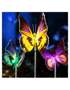 Luces de Jardín Solares Mariposa iQYTB - Paquete de 3 LED Cambiantes