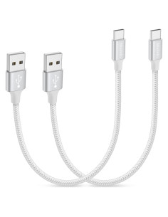 Cable USB A a USB C Corto 1ft Huukein - Paquete de 2, Blanco