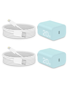 Cargador Rápido USB-C 20W MFi con Cable Lightning 1.83m Azul