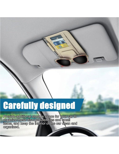 Organizador de Visera de Coche Tecledsn Beige PU 15.5x13 cm