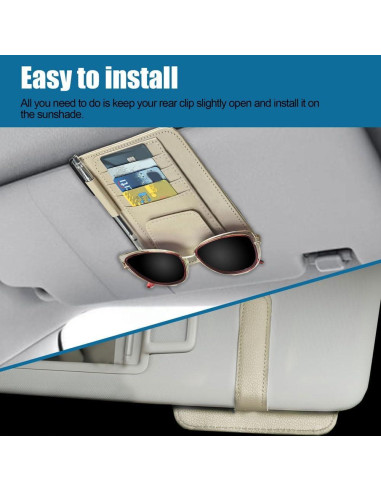 Organizador de Visera de Coche Tecledsn Beige PU 15.5x13 cm