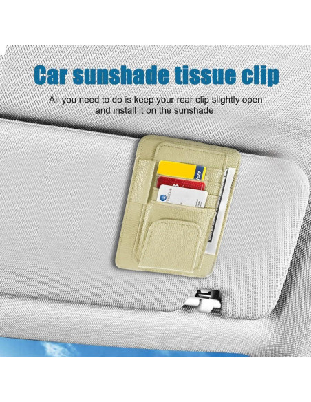 Organizador de Visera de Coche Tecledsn Beige PU 15.5x13 cm Organizador de Visera de Coche Tecledsn Beige PU 15.5x13 cm