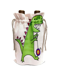 Bolsa de Vino Reutilizable 3dRose T-rex Verde 34.3x21.6cm