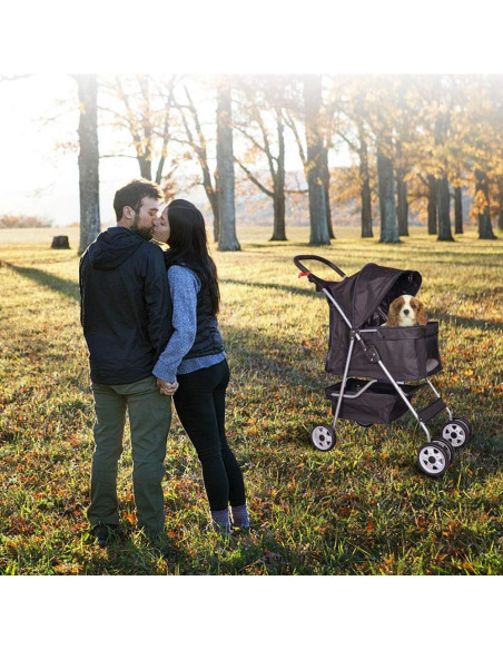Carrito Plegable para Mascotas Dkeli 4 Ruedas Negro 15.88 kg