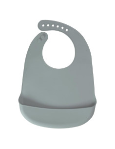 Babero de Silicona Azul Gris Libre de BPA con Capturador