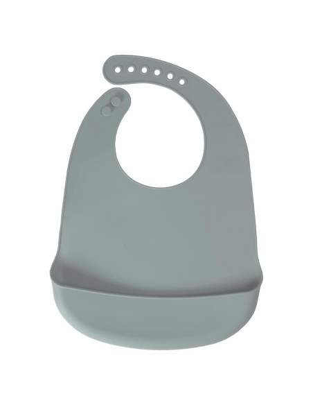 Babero de Silicona Azul Gris Libre de BPA con Capturador