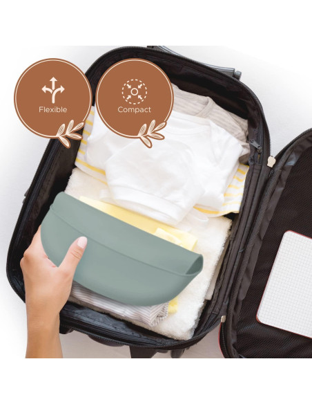 Babero de Silicona Azul Gris Libre de BPA con Capturador