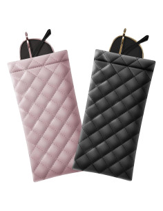 Funda de Gafas de Sol Suave PU - 2 Piezas Beige y Negro