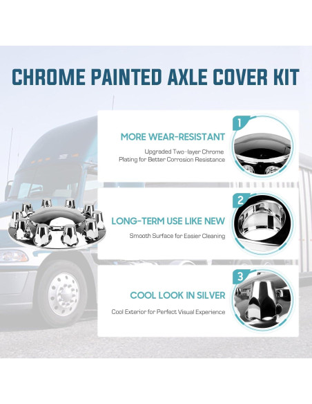 Cubiertas de Eje Frontal Autsurles 33mm Cromadas - Kit de 2