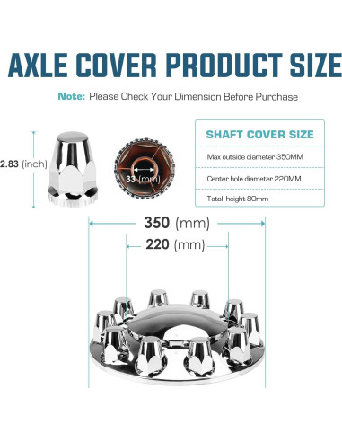 Cubiertas de Eje Frontal Autsurles 33mm Cromadas - Kit de 2