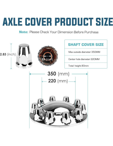 Cubiertas de Eje Frontal Autsurles 33mm Cromadas - Kit de 2