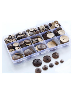 266 Botones de Madera de Coco GANSSIA 10-25mm para Costura