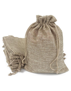 Bolsas de Regalo de Yute Natural Gold Fortune - 50 Paquetes 13x18 cm