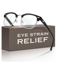 Gafas de Luz Azul Anti Fatiga Ocular TR90 - Negro y Plata