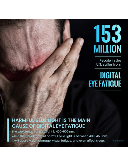 Gafas de Luz Azul Anti Fatiga Ocular TR90 - Negro y Plata