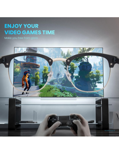 Gafas de Luz Azul Anti Fatiga Ocular TR90 - Negro y Plata