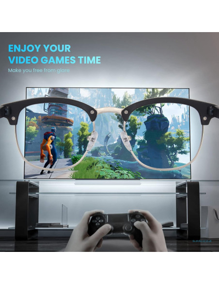 Gafas de Luz Azul Anti Fatiga Ocular TR90 - Negro y Plata