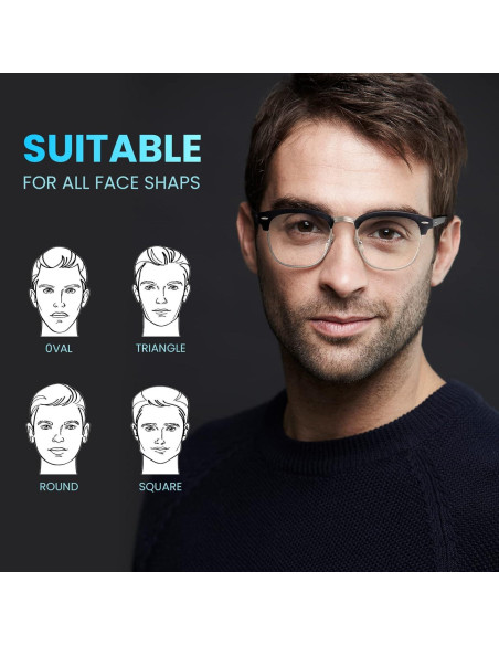 Gafas de Luz Azul Anti Fatiga Ocular TR90 - Negro y Plata