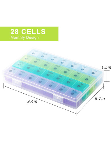 Organizador de Pastillas Mensual DANYING XL 28 Compartimentos