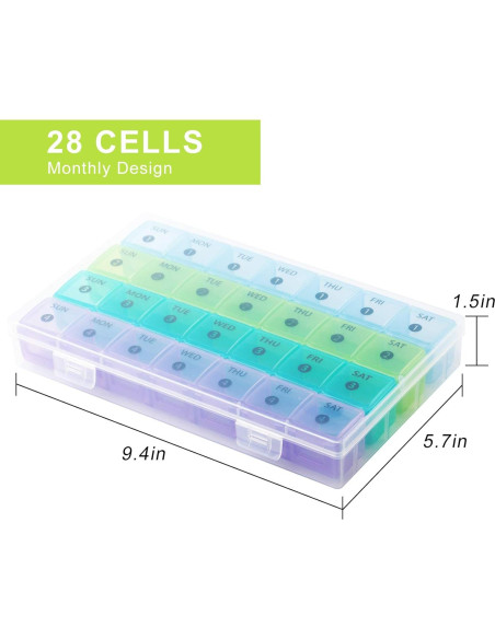 Organizador de Pastillas Mensual DANYING XL 28 Compartimentos Organizador de Pastillas Mensual DANYING XL 28 Compartimentos