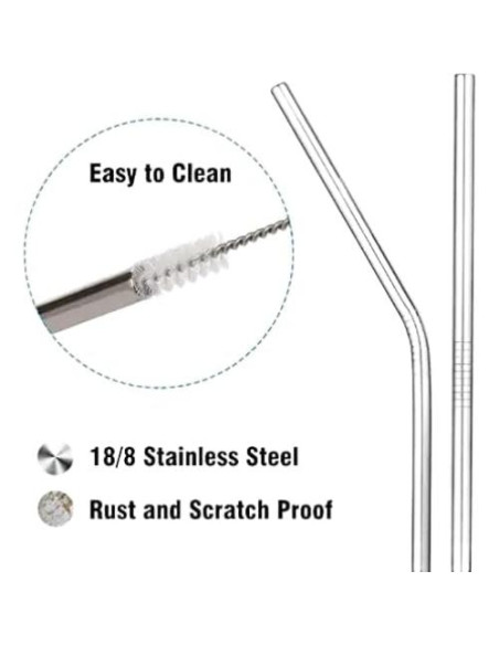 Vyntage Set de 12 Popotes de Acero Inoxidable Reutilizables