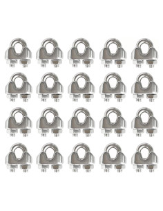 20 Abrazaderas de Cable de Acero Inoxidable HEVER M3 17x8.5mm