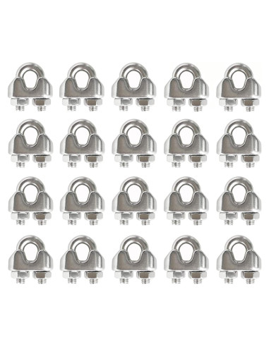 20 Abrazaderas de Cable de Acero Inoxidable HEVER M3 17x8.5mm