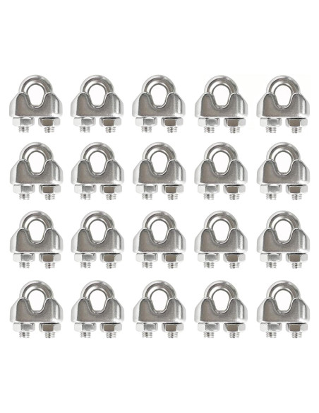20 Abrazaderas de Cable de Acero Inoxidable HEVER M3 17x8.5mm