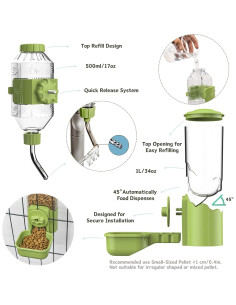 Dispensador Automático de Agua y Comida Kassiva Verde 500ml 2