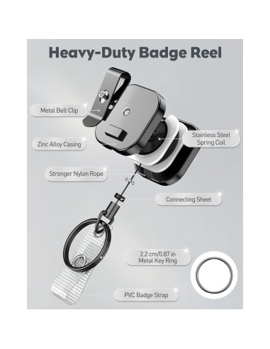 Llavero Retráctil Uniclife 2 Paquete Metal 85g 40.89cm