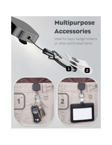 Llavero Retráctil Uniclife 2 Paquete Metal 85g 40.89cm