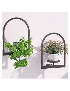 Soporte de Planta de Pared Flenpptly 2 Paquete Negro Hierro