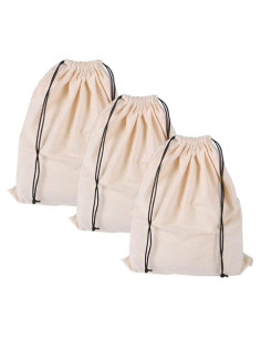 MISSLO Set de 3 Bolsas de Almacenamiento Algodón S Beige