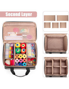 Organizador de Costura YARWO Doble Capa 30x20x25cm Negro 2