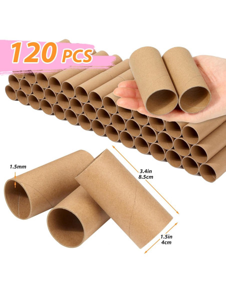120 Tubos de Cartón para Manualidades MAPVOLUT - Papel Kraft 8.5 cm