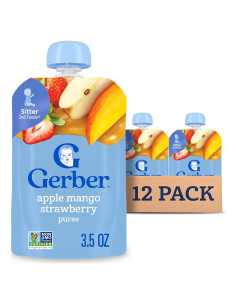 Puré de Frutas Gerber Etapa 2 Manzana Mango Fresa 12 Bolsas