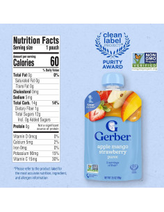 Puré de Frutas Gerber Etapa 2 Manzana Mango Fresa 12 Bolsas 2