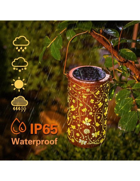2 Linternas Solares de Abeja EZTZEN Impermeables para Jardín