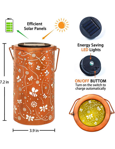 2 Linternas Solares de Abeja EZTZEN Impermeables para Jardín