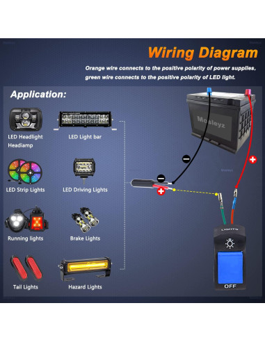 Interruptor de Faro de Motocicleta Mosley 7/8" Azul DC12V