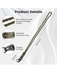 Llavero Paracord ELCJDZYO 2 Pcs Verde Militar 50 cm 2