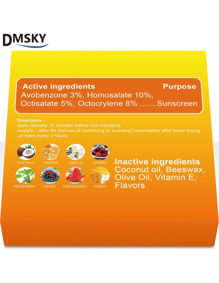 Bálsamo Labial DMSKY SPF 30 - 8 Piezas, Hidratante y Protector