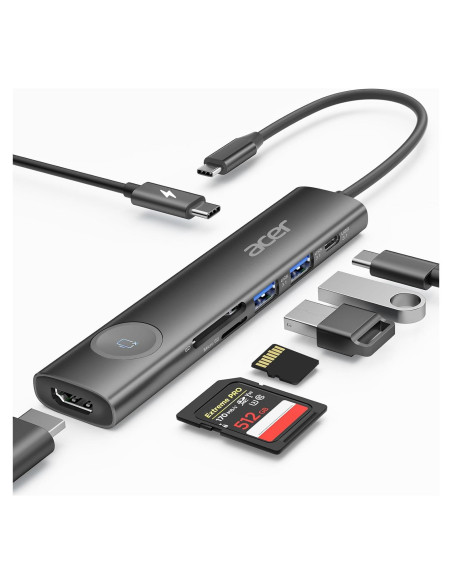 Adaptador Multiport USB-C Acer 7 en 1 HDMI 4K 100W PD