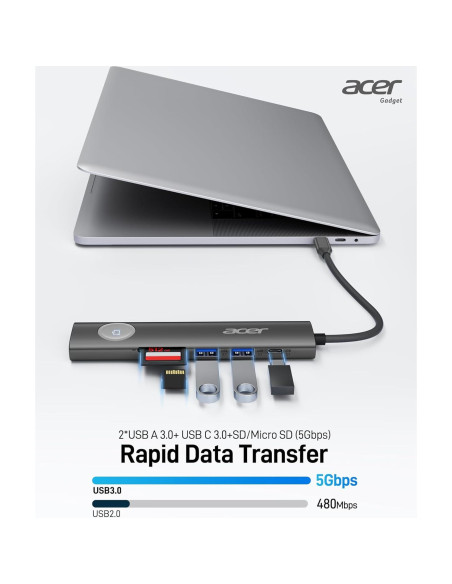 Adaptador Multiport USB-C Acer 7 en 1 HDMI 4K 100W PD